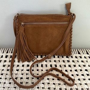 Brown Suede Small Crossbody Bag